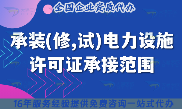 承裝(修,試)電力設施許可證承接范圍【25年】 承裝(修,試)電力設施許可證承接范圍【25年】