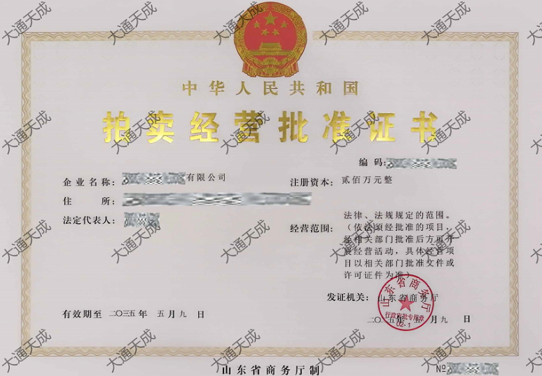 拍賣經(jīng)營(yíng)許可證辦理案例